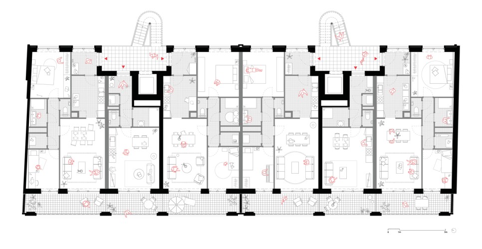 Typical floor plan, Building A