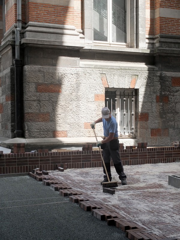 Laying the brick mat