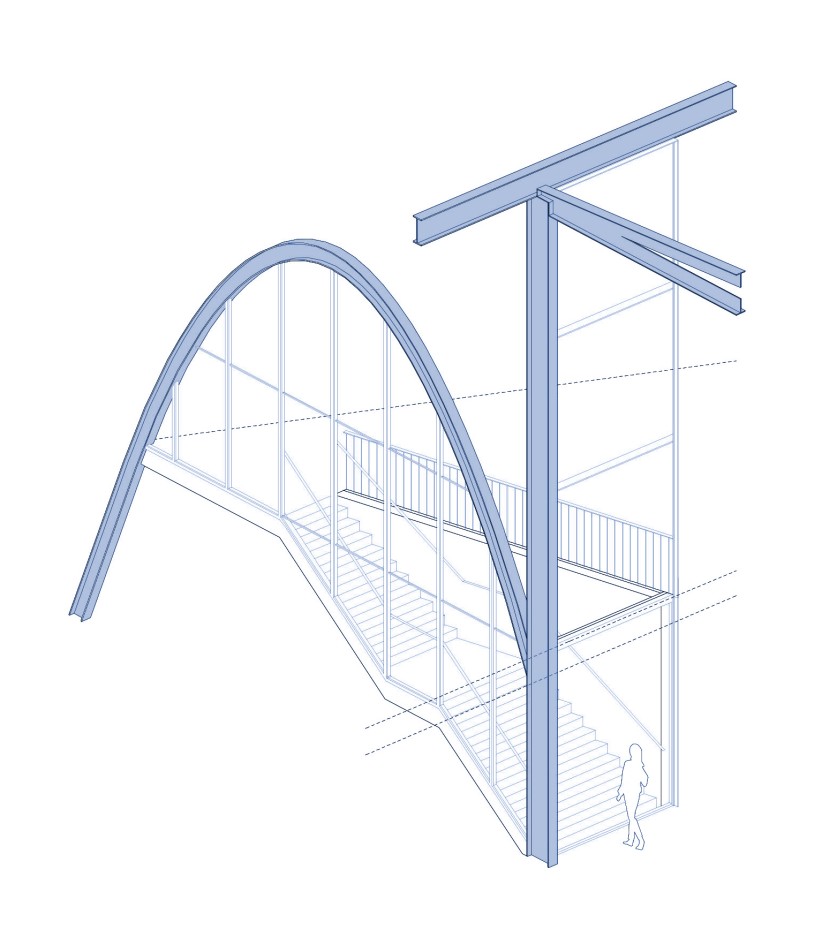 Axonometric detail of the metal structure