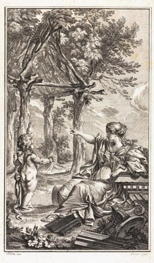 Marc-Antoine Laugier, Essai sur l’architecture, frontispice, 1755